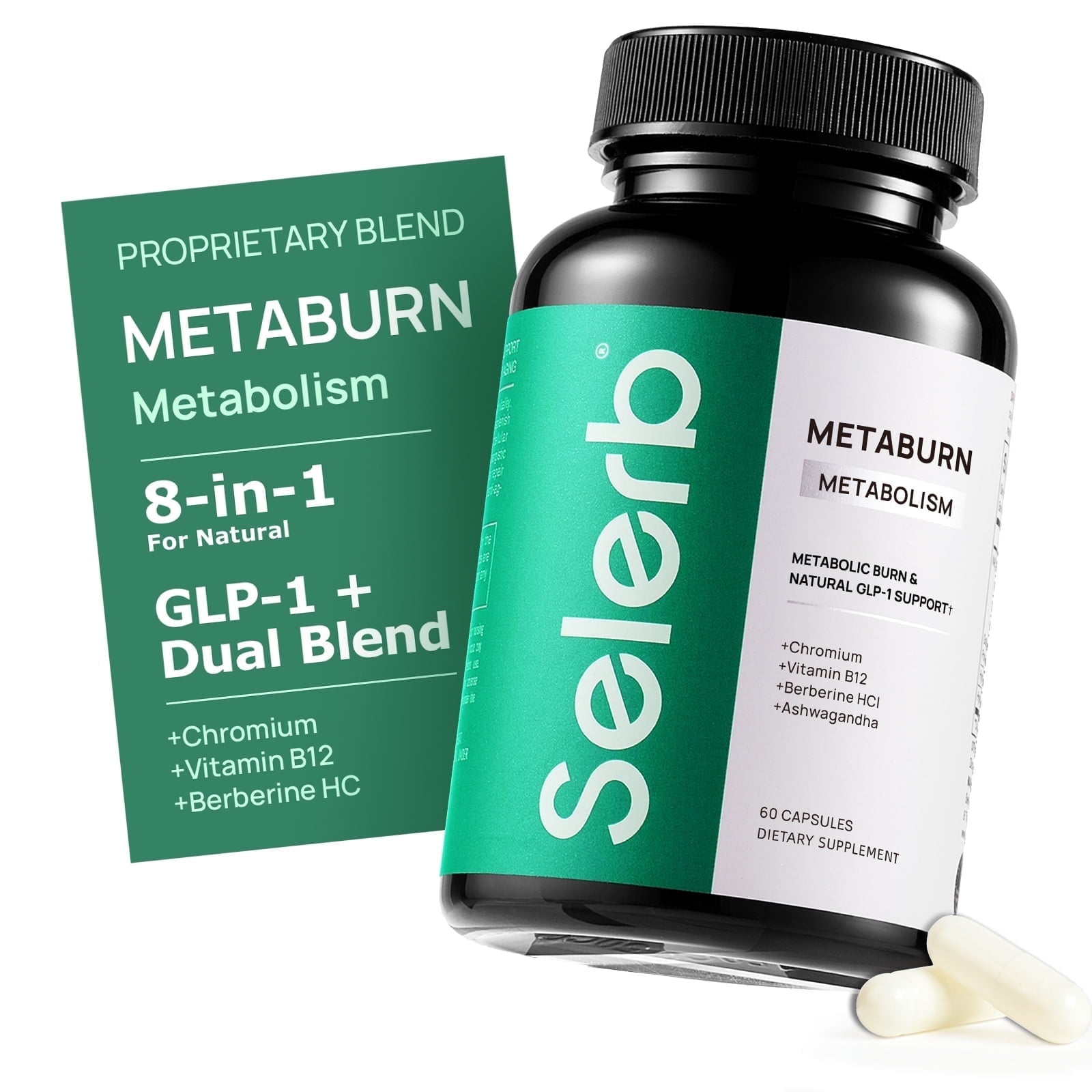 Selerb GLP-1 Metabolism Supplement for Women & Men– Supports Metabolic Function & Gently Activates Daily Metabolic Rhythm – ashwagandha ,Chromium,Vitamin B12, Berberine HCI – 60 Capsules