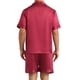 thumbnail image 3 of INSPIRAR CHIC Pijama de Satén para Hombre de Manga Corta, Conjunto de Pijamas de Verano de 2 Piezas, Talla 2XL, Rojo, 3 of 5