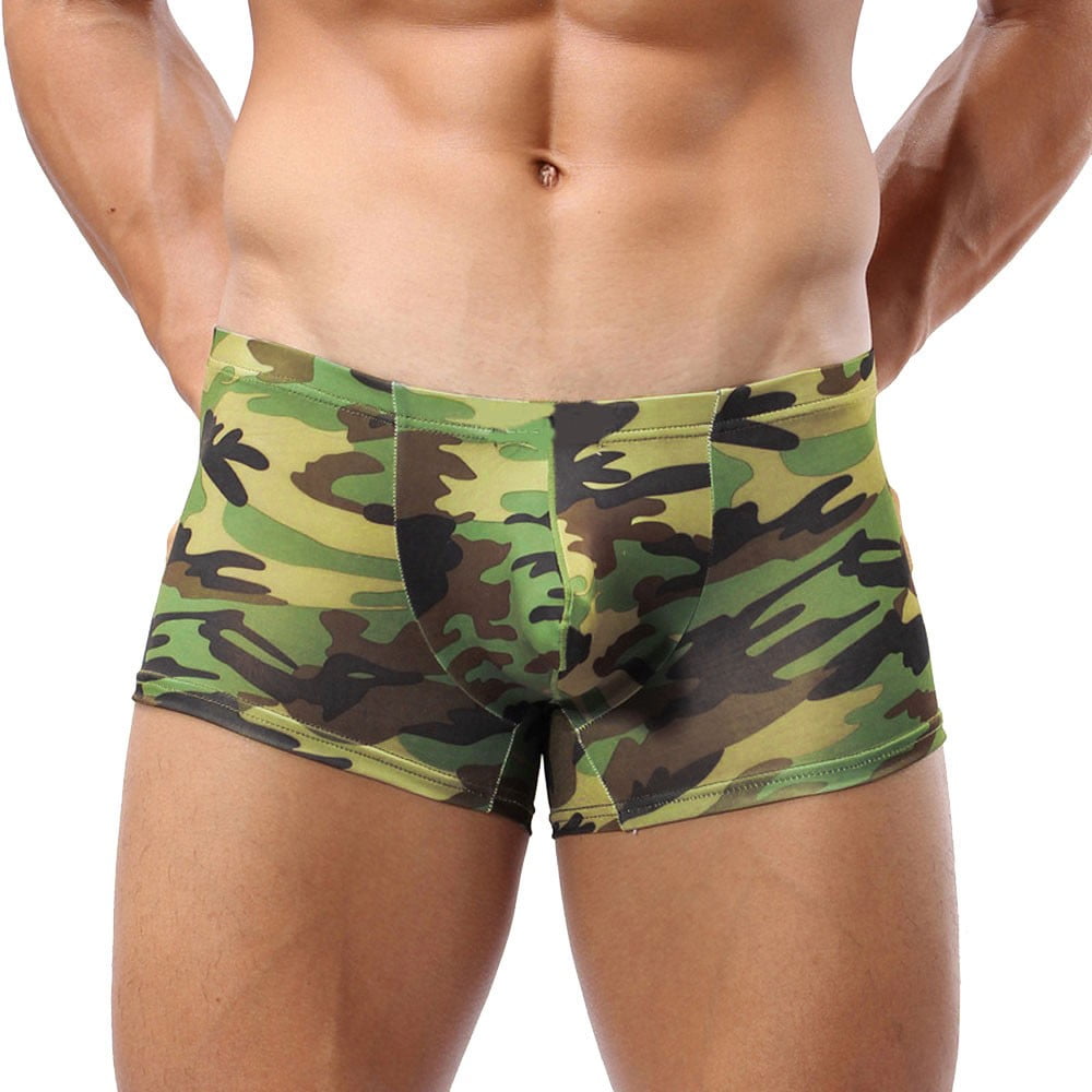 Men's Boxer Briefs Underwear Passion T-back perspective Gauze Hole  Underpant 
