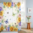 thumbnail image 4 of Shower Curtain Sunflower Daisy Butterfly Bee Shower Curtains for Bathroom Decor, Waterproof Polyester Shower Curtain Set with Hooks, Extra Long 72" x 96" Spring Floral Yellow, 4 of 9