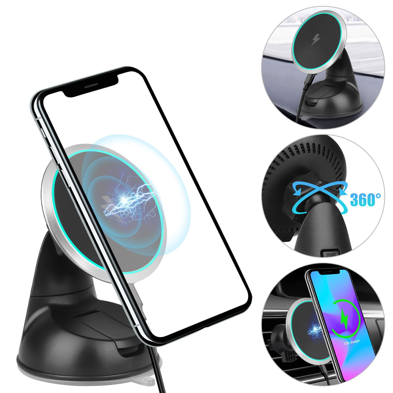 Centrum Som Tarmfunktion Magnetic Wireless Car Charger Mount, EEEkit 15W Fast Charging Car Dashboard  Phone Stand, Air Vent Phone Holder Compatible with iPhone 13 12, Samsung  Galaxy and More Qi-enabled Smartphones - Walmart.com