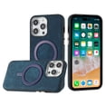 thumbnail image 4 of For Samsung Galaxy S24 Ultra PU Vegan Leather Chrome Edged Hybrid Hard PC TPU Rubber Compatible with MagSafe Cover ,Xpm Phone Case [ Blue ], 4 of 7