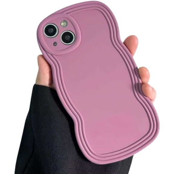 Compatible with iPhone Case,Matte Liquid Silicone Wave Water Ripple Frame Camera Lens Protection Soft Shockproof Cover Phone Case (Purple,iPhone 15 Pro)