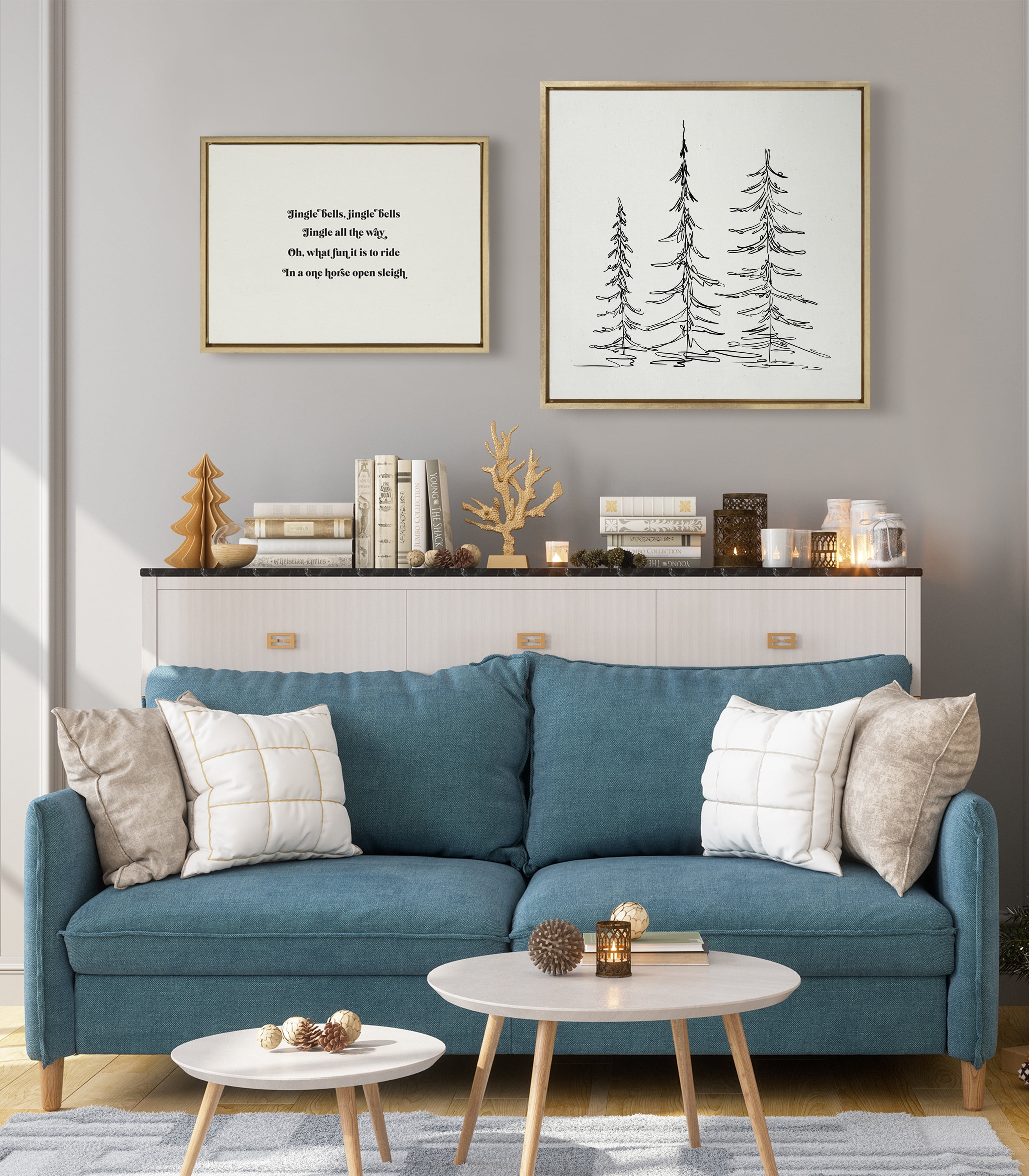 Kate and Laurel Sylvie Minimalist Evergreen Trees Sketch Framed Linen  Textured Canvas Wall Art by The Creative Bunch Studio, 30x30 Gold, Chic  Modern Art for Wall
