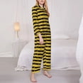thumbnail image 3 of Lsque Striped With Bees Pattern Long Sleeve Pajama Set for Women - Soft 2-Piece Sleepwear and Loungewear Set with Pockets, Comfy Nightwear-, 3 of 7
