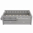 thumbnail image 4 of Bellemave Twin Bed with Trundle and Small Stairs, Twin Size Platform Bed Frame with Rail and Bookshelf, Wooden Montessori Floor Bed No Box Spring Needed, Gray, 4 of 8