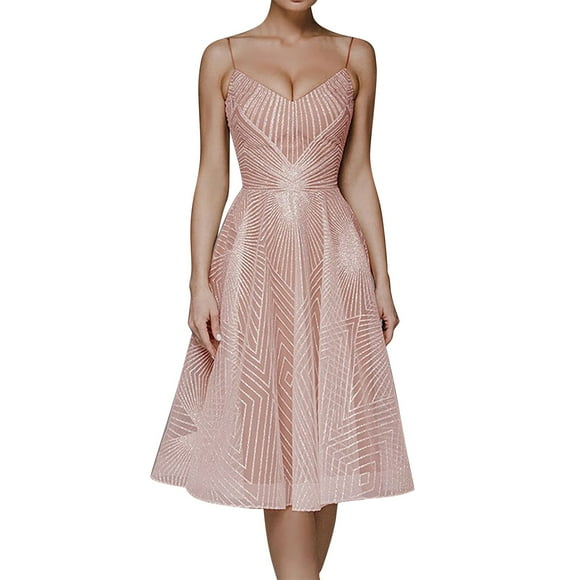 Hontri Formal Dresses for Women Women's A Line Lace Appliques Long Wedding Dresses for Bride Chiffon Boho Bridal Gowns with Split Wedding Guest Dresses for Women Pink,Xs