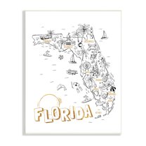 Stupell Industries Florida State Drawing Destinations Map Diagram Graphic Art Unframed Art Print Wall Art, 13x19, by Ziwei Li