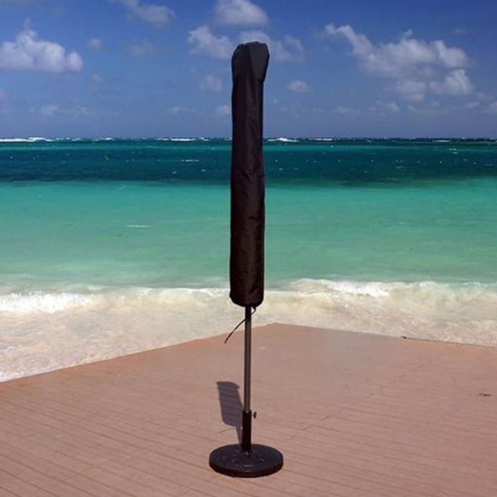 Black Polyester All-Weather Patio Umbrella Cover for 9-11 ft Umbrellas