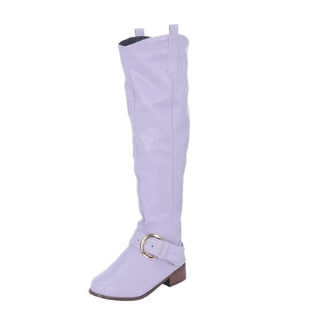 Quealent Women s Middle Mid Calf Boots-Warm Winter Platform Boots Retro Wide Calf Womens Shoes Womens Boots (Purple 8.5)