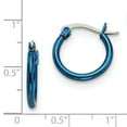 thumbnail image 3 of Stainless Steel Blue Plated 15.5mm 2mm Hoop Earrings, 3 of 7