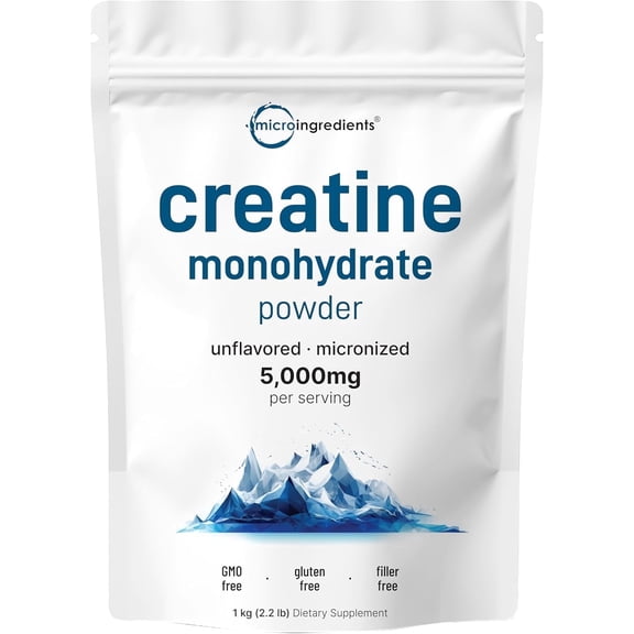 Creatine Monohydrate Powder 1 kg (2.2 Lbs),  5000mg Per Serv | Unflavored Micronized Creatine | No Filler, Keto & Vegan Friendly