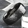 thumbnail image 2 of Tungsten Rings for Men Wedding Bands for Him 8mm Black Hammered Comfort Fit, 2 of 4