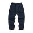 thumbnail image 6 of Men's Heavyweight Cargo Pants Regular Fit 100% Cotton Multi-Pocket Work Trousers with Elastic Waist, 6 of 12