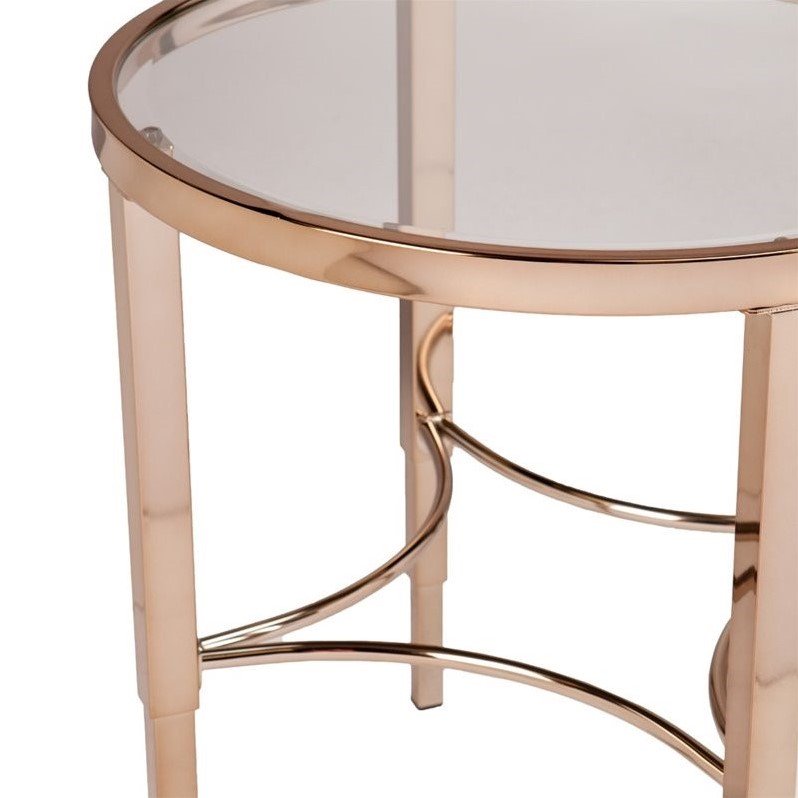 Southern Enterprises Thessaly Round End Table in Metallic Gold