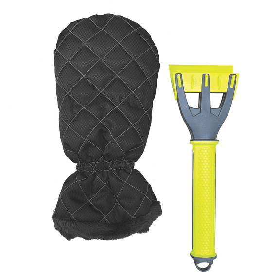 Auto Drive Fleece Lined Mitt With Built-In Ice Scraper, Black, Universal Size