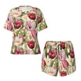 thumbnail image 4 of Kdxio Tulips Flowers Print Pajamas Sets for Women Short-Sleeved Pjs with Lounge Shorts Two Piece Sleepwear S-4XL, 4 of 9