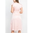 thumbnail image 3 of Sage Collective V-Neck Button Down Ruffle Sleeve Banded Waist Slit Side Crepe Dress-ROSE / 2, 3 of 4