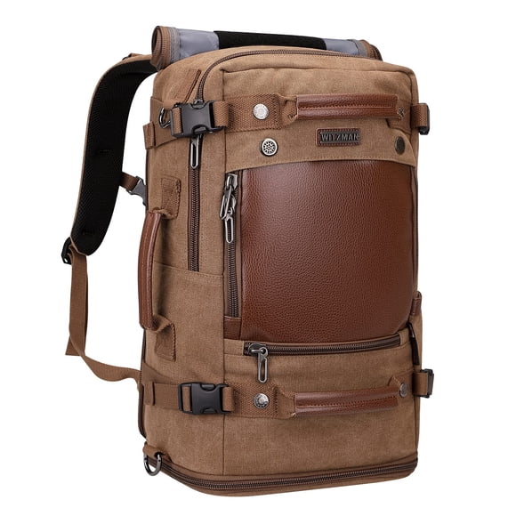 WITZMAN Canvas Backpack Travel Rucksack Backpack Vintage Duffel Bag Laptop Bag Casual Daypack A2020 (Brown)