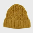 thumbnail image 2 of Cable Knit Yellow Diamond Beanie Hat One Size Made By Aran Woollen Mills, 2 of 2