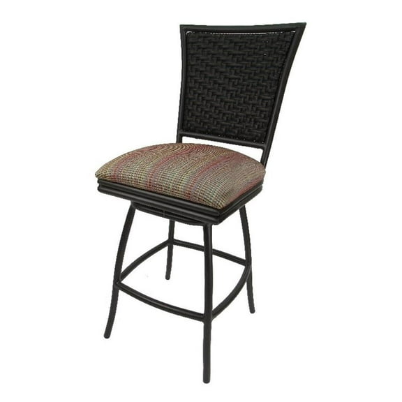 Indoor/Outdoor Counter 26" Bar Stool without Arms - Multi Sun Fabric-Brown Frame