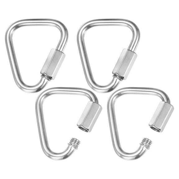 4-Pack Quick Chain Link Connector, M5 3/16" 316 Stainless Steel Triangle Locking Repair Chain Links for Swing/Camping/Hiking/Backpack, Twist Key Ring Screw Chain Link [Silver]