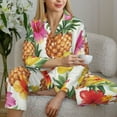 thumbnail image 4 of Goofa Hawaiian Pineappl Printed Women’s 2 Piece Pajama Set Super,Pajamas Women's Long Sleeve Sleepwear Soft Button Down Loungewear Pjs Lounge Set Nightwear-Medium, 4 of 9