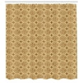 thumbnail image 3 of Earth Tones Shower Curtain, Old Fashioned Damask Style Curved Floral Shapes Classical Grunge Motif, Fabric Bathroom Set with Hooks, 69W X 84L Inches Extra Long, Beige and Brown, by Ambesonne, 3 of 3