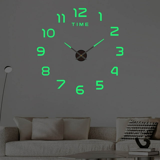 Liquidation & Promo, Frameless Wall Clock, Large DIY Mirror Clock, 60CM, Simple Design, Living Room Home Office, Timekeeping Decor, Modern Sticker Clock Akmoler Bestselling | Plastic, Green