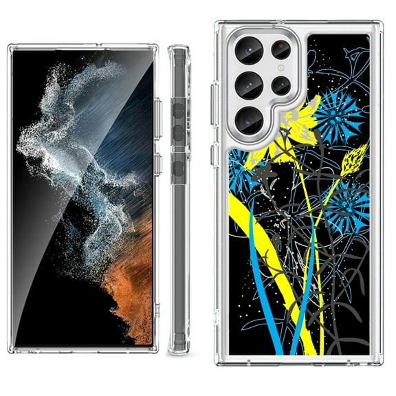 Shockproof Bumper Phone Case for Samsung Galaxy S23 Ultra 5G, by OneToughShield ® - Wild Flowers