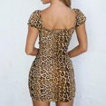 thumbnail image 4 of Aqestyerly Femmes Été Casual Manches Courtes Rétro Léopard V-Cou Sexy Robes Slim Robe, 4 of 5
