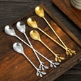 thumbnail image 4 of COMIART 15 - piece Set of Stainless - Steel Creative Leaf Coffee Spoons, Long - handle Honey Stirring Spoons and Bird's Nest Spoons, 4 of 19