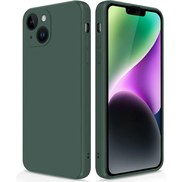 Étui de Protection en Silicone Mince pour iPhone 15 PLUS, Étui Pare-Chocs en Silicone Souple Antichoc Anti-Rayures-Vert Foncé