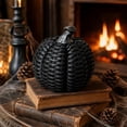 thumbnail image 5 of Artificial Rattan Woven Pumpkin Decoration, Resin Craft for Halloween and Thanksgiving Home Desk Decor, Black, 5 of 8