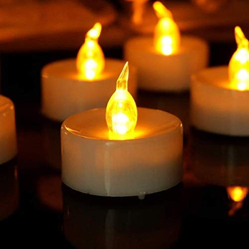 Timer Tea Lights Battery Operated, Small Flickering Flameless Candles
