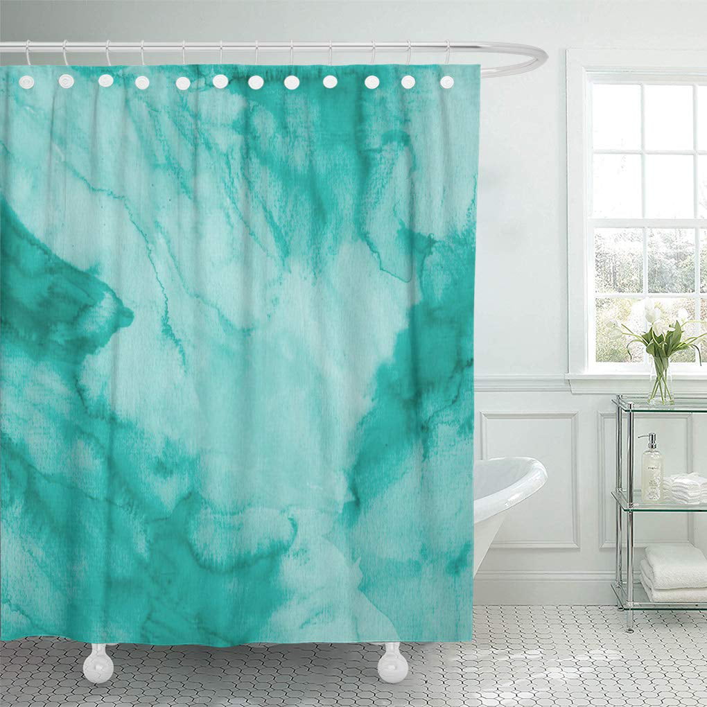 SUTTOM Water Watercolor in Teal Green Color Paint Painting Medium Shower  Curtain 12x12 inch