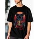 thumbnail image 5 of Camiseta de hombre, camiseta de cuello redondo, camiseta de manga corta con estampado de gato y fideos, camisetas casuales negras, 5 of 7
