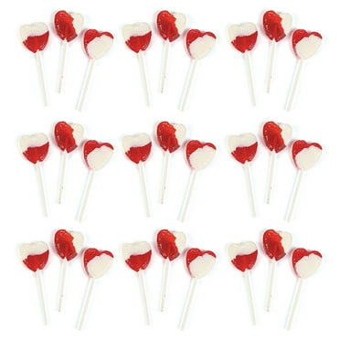 Fun Express Bulk 114 Pieces Strawberries N' Cream Heart-Shaped Lollipops