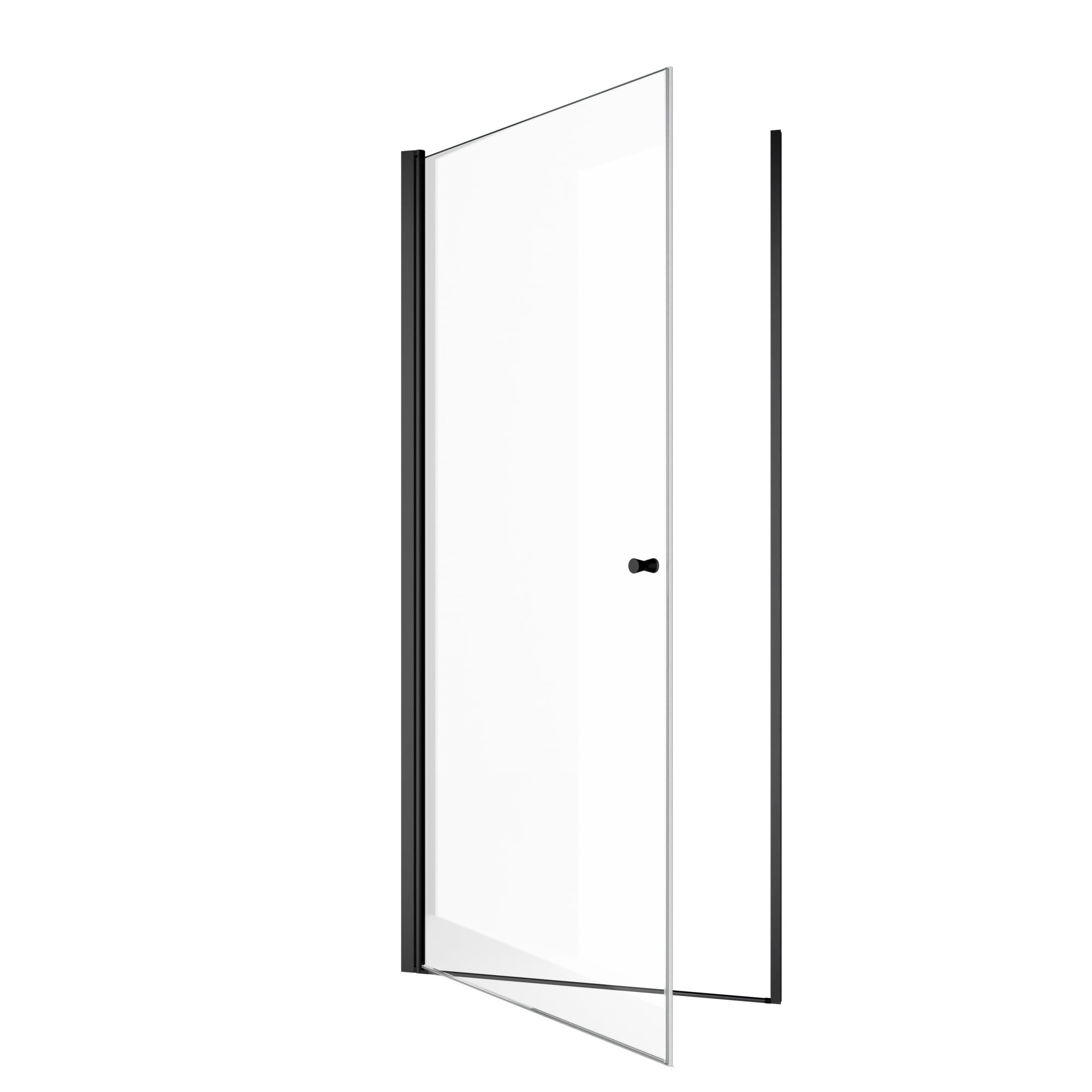 Leumius Modern Semi-Frameless Circular Pivot Shower Door - 24"W x 72"H Matte Black Frame, 6mm SGCC Tempered Glass.