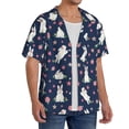 thumbnail image 4 of Xecao offers the Rabbit And Flower for Men's Casual Short-sleeved Shirt, a button-up collared shirt with a pocket, perfect for beach vacations and yacht travel in the XX-Large size., 4 of 7