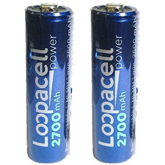 2 Loopacell AA 2700mAh Ni-MH Rechargeable Batteries