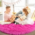 thumbnail image 4 of YJ.GWL Round Fluffy Area Rugs Fluffy Carpet Plush Rug for Living Room Bedroom Circular Fuzzy Mat, 4x4 Ft, Hot Pink, 4 of 7