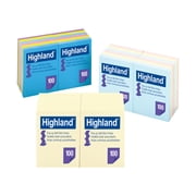 Highland Self-Stick Pop-up Notes, 3 x 3, Assorted Bright Colors, 100 Sheets Per Pad, 12 Pads Per Pack
