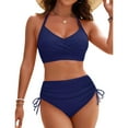 thumbnail image 1 of WILLBEST Traje de Baño de Manga Larga Para Mujer, Conjuntos de Bikini de Cintura Alta Para Mujer, Trajes de Baño Con Cordón, Traje de Baño Cruzado Con Lazo En La Espalda, 1 of 5