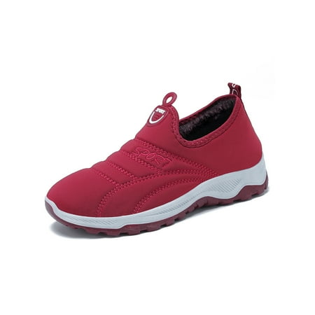 

Colisha Women Comfortable Low Top Casual Comfort Shoes Work Lightweight Loafers Slip On Winter Warm Shoe Red 7