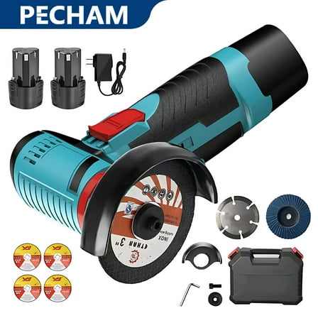 Pecham Cordless Mini Angle Grinder Kit, 19500 RPM Handheld Polishing Angle Grinder with Cutting Disc, Grinder Power Tool for Cutting, Polishing, Grinding, Rust Removal