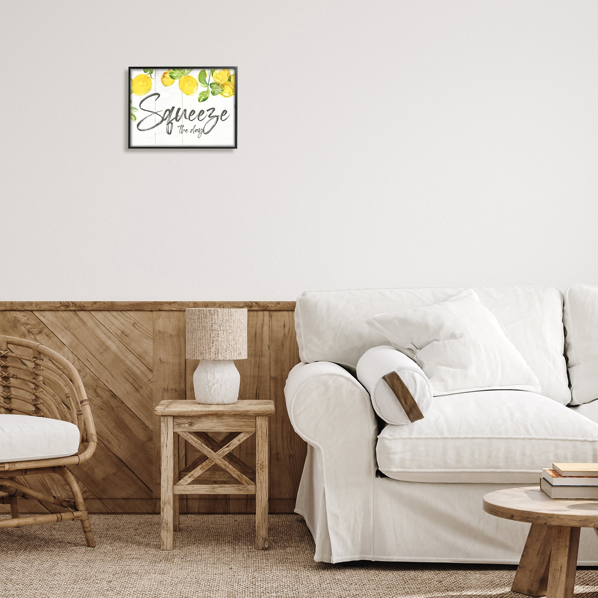Stupell Industries Squeeze the Day Motivational Phrase Cascading Lemon Fruits, 14 x 11, Design by Nan
