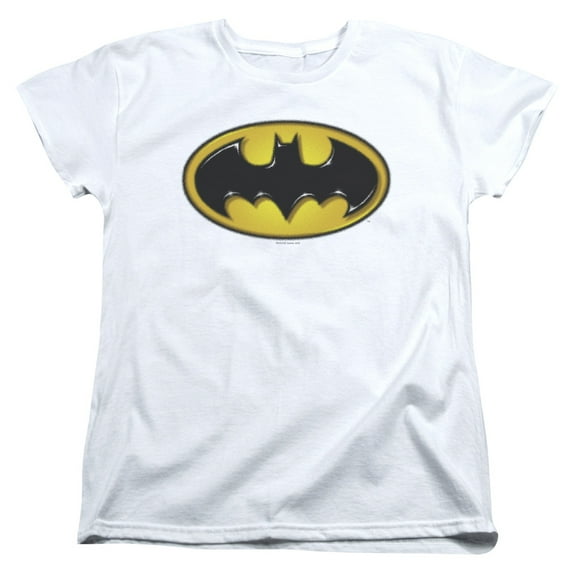 Batman Airbrush Bat Symbol S/S Women'S Tee-White