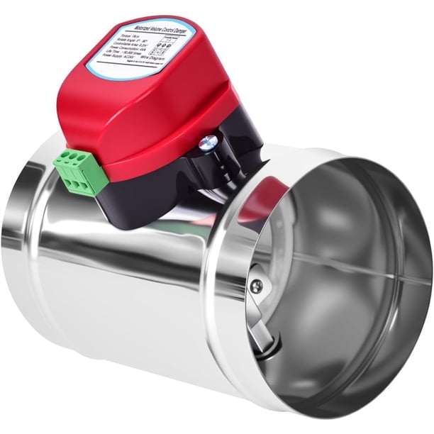 Compuerta de Conducto Motorizada de 4 Pulgadas: Control de Volumen Ajustable y Antirretorno, Control de Flujo de Aire para Sistemas HVAC.