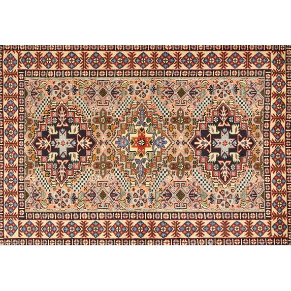 Ahgly Company Machine Washable Indoor Rectangle Traditional Saffron Red Area Rugs, 6' x 9'